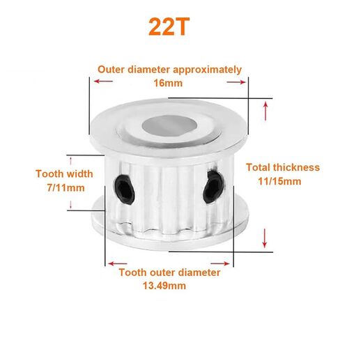 2GT Timing Pulley D-Shaped Hole 20T/22T/24T/25T/26T/28Teeth 5x4.5/6x5.5/8x7/8x7.5mm Slot Width 11mm 1Pcs(6x5.5mm,20TT(1PCS)_11MM) in Saudi Arabia