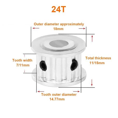 2GT Timing Pulley D-Shaped Hole 20T/22T/24T/25T/26T/28Teeth 5x4.5/6x5.5/8x7/8x7.5mm Slot Width 11mm 1Pcs(6x5.5mm,20TT(1PCS)_11MM) in Saudi Arabia