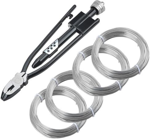 LainKeen 5 Pieces 9 Inch Safety Wire Twisting Pliers Tool Set With 4 Coils Steel Wire (2 PCS 1.0 mmx30 m, 2 PCS 1.2 mmx15 m) For Aircraft, Machinery, and Vehicles in Saudi Arabia