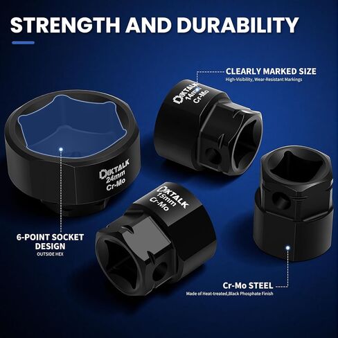 19-Piece 3/8" Drive Metric Stubby Impact Socket Set, Low Profile Design Impact Sockets for Tight Spaces, Cover 6mm-24mm, Cr-Mo Steel in Saudi Arabia