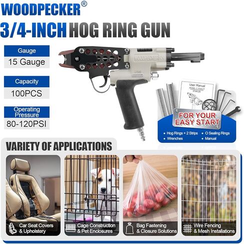 نقار الخشب C-7CA 15 مقياس 3/4 بوصة مسدس حلقة هوائية، قطر إغلاق 0.189 بوصة، حلقات صغيرة، مسدس حلقة هوائية على شكل حرف C للأقفاص، شبكة سلكية، الفخاخ، المفروشات in Kuwait