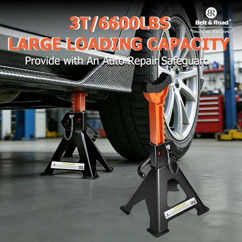 Jack Stands, 3 Ton (6,600 lbs) Extra Tall Heavy Duty Car Jack Stand, 13.39-21.06 inch Adjustable Height for SUV, MPV, Car, UTV/ATV, Black, 1 Pair in Saudi Arabia