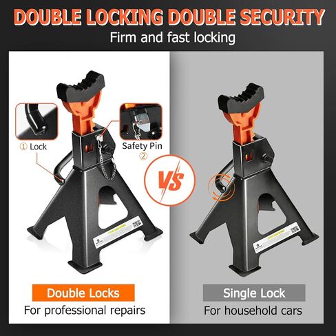 Jack Stands, 3 Ton (6,600 lbs) Extra Tall Heavy Duty Car Jack Stand, 13.39-21.06 inch Adjustable Height for SUV, MPV, Car, UTV/ATV, Black, 1 Pair in Saudi Arabia