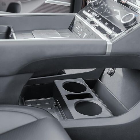 منظم وحدة التحكم المركزية السفلية HGWEI متوافق مع الملحقات الداخلية Hyundai Santa Fe 2024 2025 2026، صندوق تخزين مسند الذراع الأرضي، صينية إدخال أسفل مقسم الحجرة مع حامل أكواب أسود in Kuwait