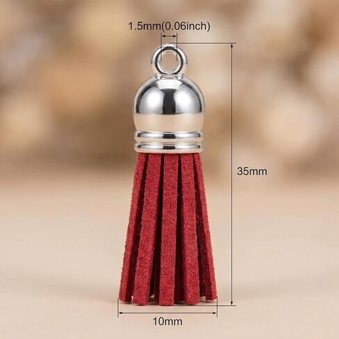 50 Pcs Red Tassels for Crafts, Mini Leather Tassel Charms, Bulk Decorative Pendants for Keychain Earrings Jewelry Making Bookmark DIY Accessories in Kuwait