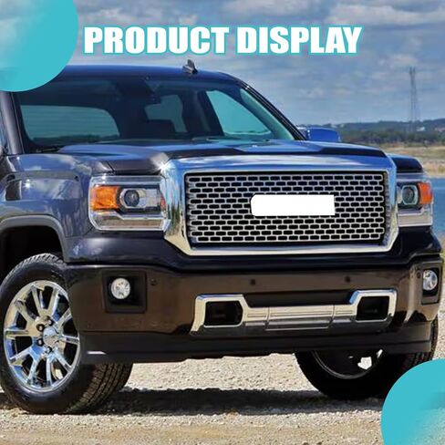 شبكة غطاء علوي من المصد الأمامي من الكروم ولوحة انزلاقية سفلية متوافقة مع 2014 2015 GMC Sierra 1500 Denali Grill مجموعة غطاء شبكي على شكل قرص العسل شبكة سفلية 22902312 GM1053100 in Kuwait