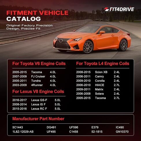 UF495 ملفات تشغيل محرك السيارات و 6176 إيريديوم اعة مجموعة لتويوتا تاكوما 2005-2015 تندرا 2005-2011 كورولا 2009-2010، لكزس GS-F 2016-2017 IS F 2008-2014 استبدال UF596 5C1443 GN10370 in Kuwait