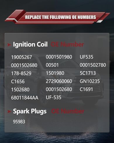 OKLPF Ignition Coil Pack UF535 with Iridium Platinum Spark Plugs -6-Piece Set, Compatible with Mercedes-Benz E280,E300,E350,E550,ML350,ML450,Dodge Sprinter 3500 3.0L 3.5L 5.0L 5.5L V6 in Kuwait