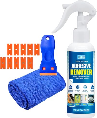 Adhesive & Glue Remover – Removes Sticker Residue, Tape, Labels – Multi-Surface Safe for Car, Glass, Metal, Plastic – Kit with Scraper & Towel – 4.4oz/130ml in Saudi Arabia