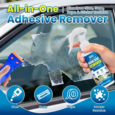 Adhesive & Glue Remover – Removes Sticker Residue, Tape, Labels – Multi-Surface Safe for Car, Glass, Metal, Plastic – Kit with Scraper & Towel – 4.4oz/130ml in Saudi Arabia