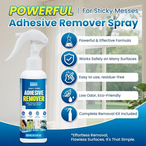 Adhesive & Glue Remover – Removes Sticker Residue, Tape, Labels – Multi-Surface Safe for Car, Glass, Metal, Plastic – Kit with Scraper & Towel – 4.4oz/130ml in Saudi Arabia