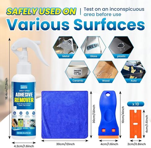 Adhesive & Glue Remover – Removes Sticker Residue, Tape, Labels – Multi-Surface Safe for Car, Glass, Metal, Plastic – Kit with Scraper & Towel – 4.4oz/130ml in Saudi Arabia