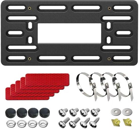 FBJTDQ Universal Front License Plate Bracket - Car Tag Holder Mounting Kit with Screws & Reflective Stickers for Front Bumper in Saudi Arabia