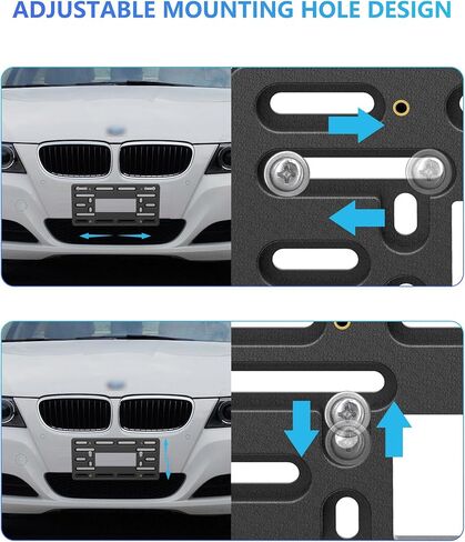 FBJTDQ Universal Front License Plate Bracket - Car Tag Holder Mounting Kit with Screws & Reflective Stickers for Front Bumper in Saudi Arabia
