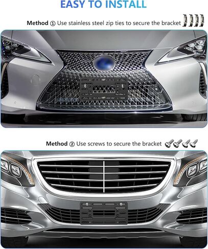 FBJTDQ Universal Front License Plate Bracket - Car Tag Holder Mounting Kit with Screws & Reflective Stickers for Front Bumper in Saudi Arabia