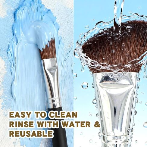 Small Paint Brushes for Crafts Acrylic Set Flat Brush Heads Big Decoupage Mod Glue Art Chalk Multi Size Nylon Non Slip Comfortable Body Wear Resistant No Shedding Easy Clean in Saudi Arabia