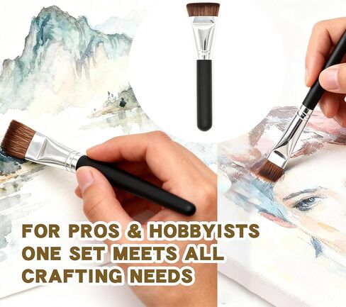 Small Paint Brushes for Crafts Acrylic Set Flat Brush Heads Big Decoupage Mod Glue Art Chalk Multi Size Nylon Non Slip Comfortable Body Wear Resistant No Shedding Easy Clean in Saudi Arabia