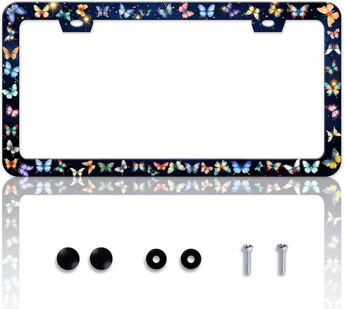 Pink Bow License Plate Frame Bowknot License Plate Holder Personalise Stainless Steel Funny Automotive Parts Compatible with Standard for USA 6 X 12 Inch License Plates with Screws in Saudi Arabia