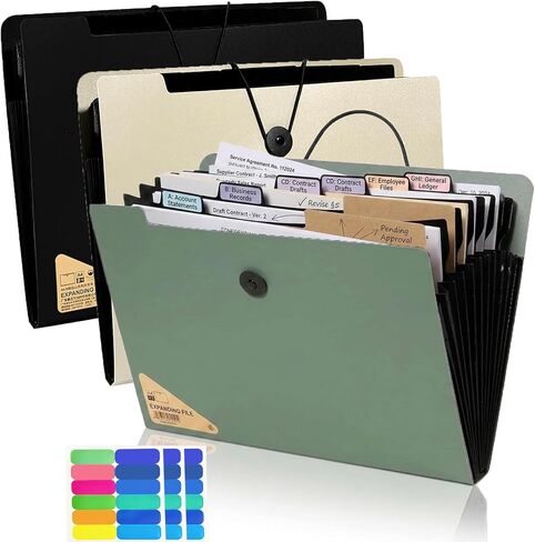 A4 Expanding File Folder, 3 Pack File Organiser, 5 Pockets Document Organiser, Portable Filing Folders for Paperwork for Home Office School (3 Color, A4, 5) in Saudi Arabia
