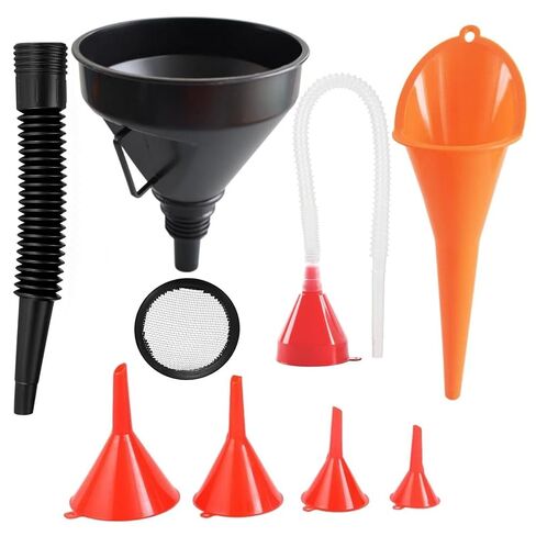 Oil Funnel for Automotive Use, Plastic Oil Change Funnels Set Large Flexible Fuel Funnel with Long Hose and Filter Bendable Wide Mouth for Car Motorcycle Boat Bottle Water Gasoline (7PCS) in Saudi Arabia
