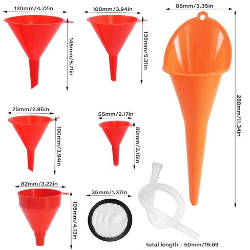 Oil Funnel for Automotive Use, Plastic Oil Change Funnels Set Large Flexible Fuel Funnel with Long Hose and Filter Bendable Wide Mouth for Car Motorcycle Boat Bottle Water Gasoline (7PCS) in Saudi Arabia