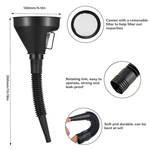 Oil Funnel for Automotive Use, Plastic Oil Change Funnels Set Large Flexible Fuel Funnel with Long Hose and Filter Bendable Wide Mouth for Car Motorcycle Boat Bottle Water Gasoline (7PCS) in Saudi Arabia