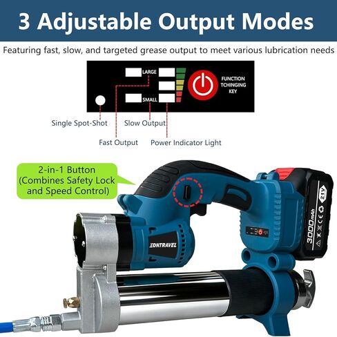 Electric Grease Gun Kit – 10000PSI Cordless Grease Gun with LED Light & 3-Speed Trigger, 14 oz, Fits Bulk & Cartridge Grease, Includes 2×3Ah Batteries, Charger & 19.7" Hose, for Heavy Duty Equipment in Saudi Arabia