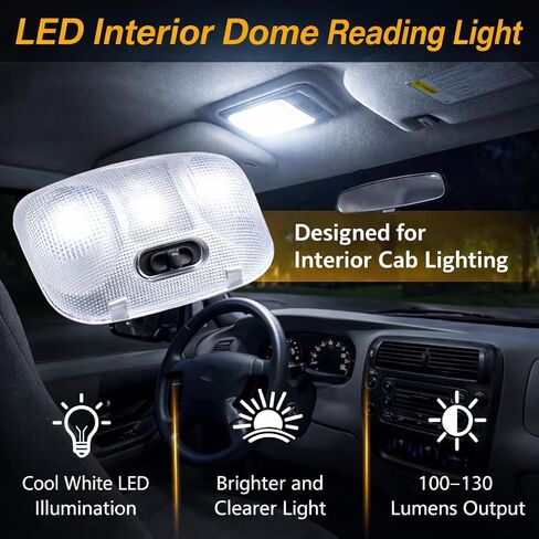 مجموعة مصابيح القراءة على شكل قبة LED من FUSCH مع غطاء متوافق مع Ford Ranger 1993-2004، مصباح خريطة السقف العلوي الداخلي للكابينة، استبدال #: F37Z-13776-B in Kuwait