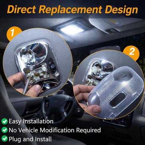 مجموعة مصابيح القراءة على شكل قبة LED من FUSCH مع غطاء متوافق مع Ford Ranger 1993-2004، مصباح خريطة السقف العلوي الداخلي للكابينة، استبدال #: F37Z-13776-B in Kuwait