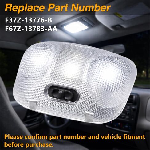 مجموعة مصابيح القراءة على شكل قبة LED من FUSCH مع غطاء متوافق مع Ford Ranger 1993-2004، مصباح خريطة السقف العلوي الداخلي للكابينة، استبدال #: F37Z-13776-B in Kuwait