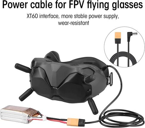 Power Cable for FPV Goggles,122cm/48in with DC Interface Copper Power Cord,High Strength Wear- Power Cable in Kuwait