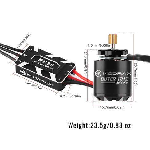 1212 4500KV Outrunner Brushless Motor & 25A ESC Combo with 11T Pinion Gear for Axial 1/30 SCX30 Crawler Upgrade in Saudi Arabia