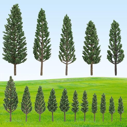 16Pcs Model Mini Trees, N Scale Buildings Scenery Tree for Crafts, Mixed Size Micro Landscape Tree for Dollhouse, Model Trees Small Desktop for Crafts, Woodland Scenery, Diorama(3.5-16Cm) in Saudi Arabia