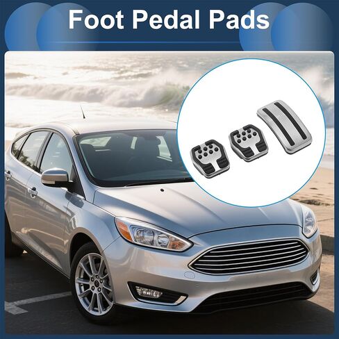 3 Pcs Manual Transmission Foot Pedal Pads Foot Accelerator Pedal Covers for Ford Focus 3 2012-2016 Stainless Steel Silver Tone in Kuwait