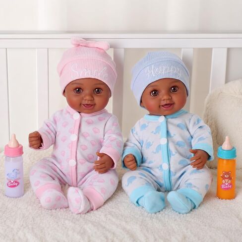 BABESIDE Black Baby Dolls Twins - 12 بوصة دمية أطفال واقعية لحديثي الولادة باللون الأسود الحقيقي، دمى أطفال توأم صبي وفتاة مع ملحقات لعمر 3 سنوات فما فوق، هدايا للأطفال in Kuwait