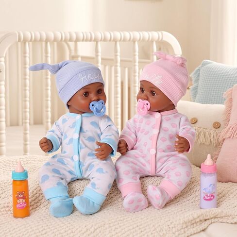 BABESIDE Black Baby Dolls Twins - 12 بوصة دمية أطفال واقعية لحديثي الولادة باللون الأسود الحقيقي، دمى أطفال توأم صبي وفتاة مع ملحقات لعمر 3 سنوات فما فوق، هدايا للأطفال in Kuwait