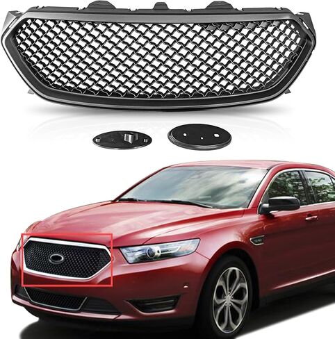 شبكة أمامية علوية لامعة من PartsFlow باللون الأسود تناسب 2013 2014 2015 2016 2017 2018 2019 Ford Taurus in Kuwait