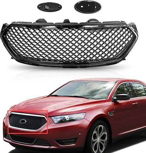 شبكة أمامية علوية لامعة من PartsFlow باللون الأسود تناسب 2013 2014 2015 2016 2017 2018 2019 Ford Taurus in Kuwait
