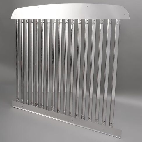KUAFU Front Bumper Grille Compatible with 1990-2024 Freightliner Classic & FLD 120 Upper Grill W/17 Vertical Bars Stainless Steel Silvery in Kuwait
