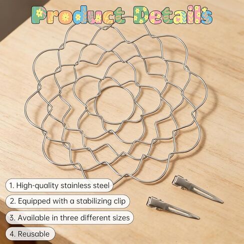 3 PCS Stainless Steel Flower Arranging Grid for Vase, Reusable Wire Frog Arranger Twist Insert with 6 Clips, Silver Blossom Grid for Flower Arrangement Vases Bouquets DIY Home Decor in Kuwait