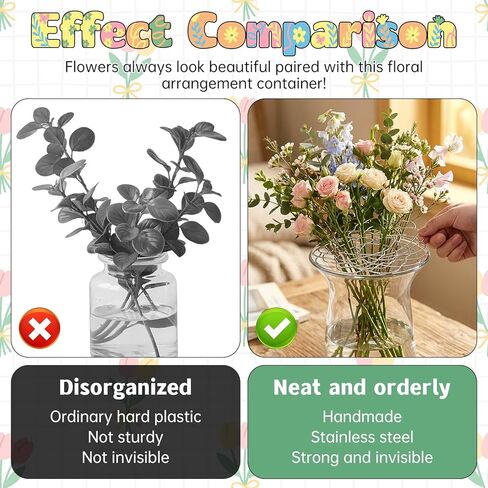 3 PCS Stainless Steel Flower Arranging Grid for Vase, Reusable Wire Frog Arranger Twist Insert with 6 Clips, Silver Blossom Grid for Flower Arrangement Vases Bouquets DIY Home Decor in Kuwait