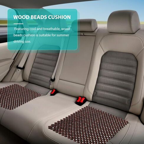 CALLARON 1pc Wood Beads Seat Cushion for Car Breathable Square Wooden Pad for Comfort and Ventilation Easy Install Beaded Auto Cushion with Natural Look in Kuwait