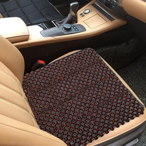 CALLARON 1pc Wood Beads Seat Cushion for Car Breathable Square Wooden Pad for Comfort and Ventilation Easy Install Beaded Auto Cushion with Natural Look in Kuwait