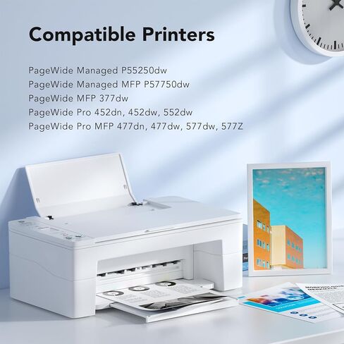 4 عبوات خراطيش حبر 972A بديلة لخراطيش حبر HP 972A 972X للاستخدام مع طابعة hp pagewide pro mfp 477dw 577dw 452dw 477dn 452dn 577z 552dw 377dw P55250dw (أسود/سماوي/أرجواني/أصفر) in Kuwait