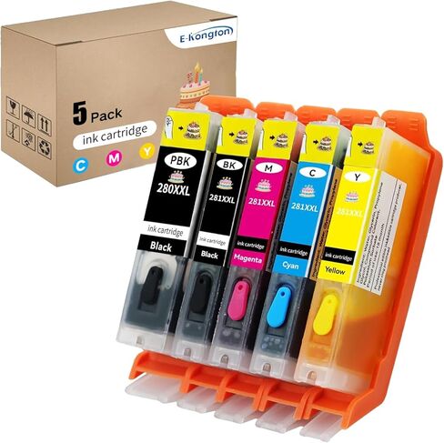 Ink Cartridges PGI-280XXL CLI-281XXL, 280281 Ink Cartridge Compatible for PIXMA TS6120 TS6220 TS6320 TS8120 TS8220 TS8320 TR7520 TR8520 TR8620 TS9120 TS9520 TS9521C TS702 (5 Color Pack) in Saudi Arabia