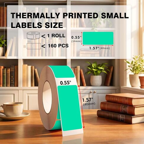 Aqua Self-Adhesive Thermal Label Tape 14mm x 40mm (0.55"x1.57"), 160 Labels per Roll, Thermal Sticker Paper Works with D30 Label Maker, Perfect for Organizing Home, Office in Kuwait