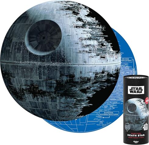لغز الصور المقطوعة مزدوج الجوانب من Ridley's Games Star Wars Death Star - أحجية تجميع 1000 قطعة لمحبي البالغين - تتضمن 25 بطاقة تريفيا - الإطار عند الانتهاء in Kuwait