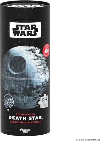 لغز الصور المقطوعة مزدوج الجوانب من Ridley's Games Star Wars Death Star - أحجية تجميع 1000 قطعة لمحبي البالغين - تتضمن 25 بطاقة تريفيا - الإطار عند الانتهاء in Kuwait