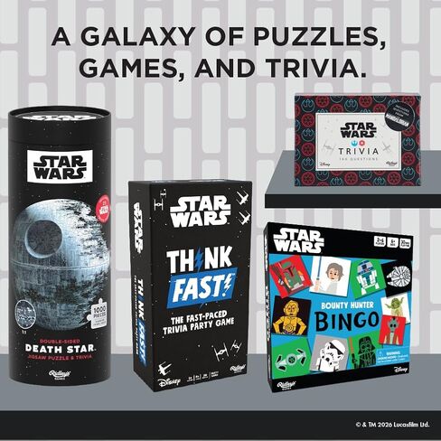 لغز الصور المقطوعة مزدوج الجوانب من Ridley's Games Star Wars Death Star - أحجية تجميع 1000 قطعة لمحبي البالغين - تتضمن 25 بطاقة تريفيا - الإطار عند الانتهاء in Kuwait