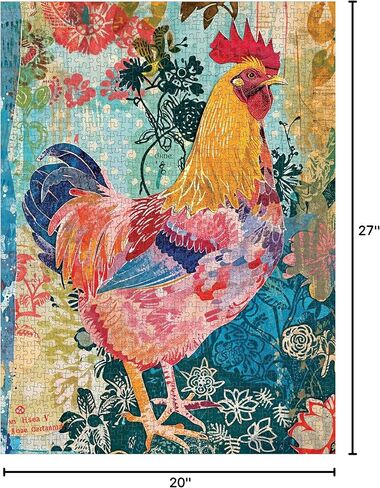 Cross & Glory - Key West Colorama: Rooster on Duval - 1000 Piece Jigsaw Puzzle for Adults | Vibrant Chicken Artwork | 20 x 27 Inches | Satin Finish in Saudi Arabia